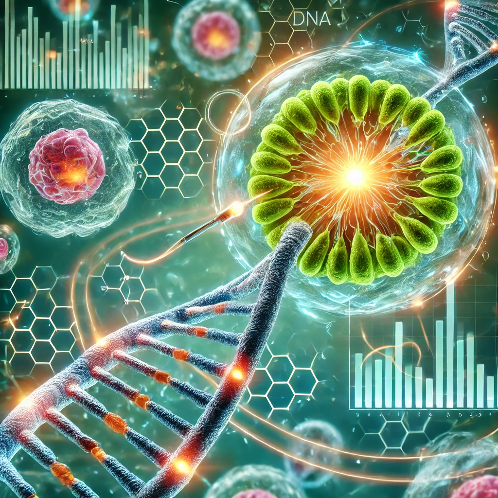 NAD+ Injection - A detailed scientific illustration showcasing the process of telomere lengthening and cellular regeneration.